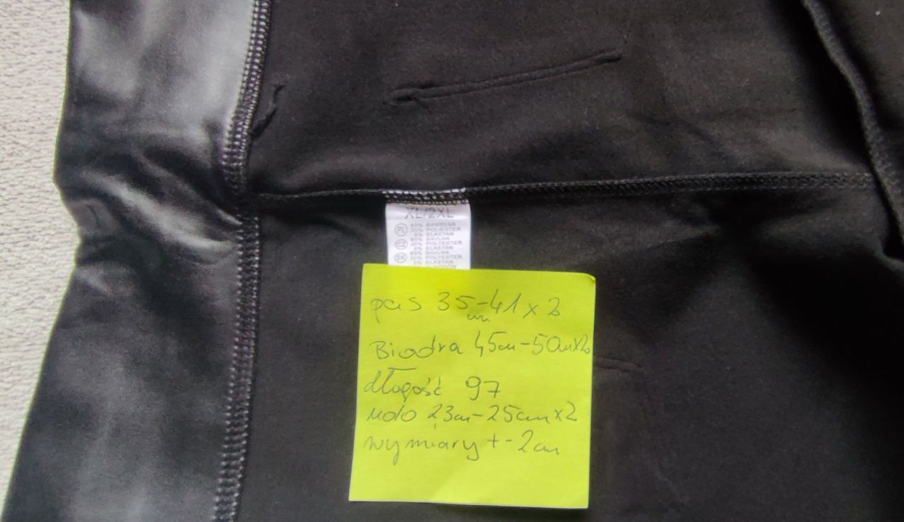 Spodnie skórzane, eko skóra,xl/2xl,woskowane,  ocieplane