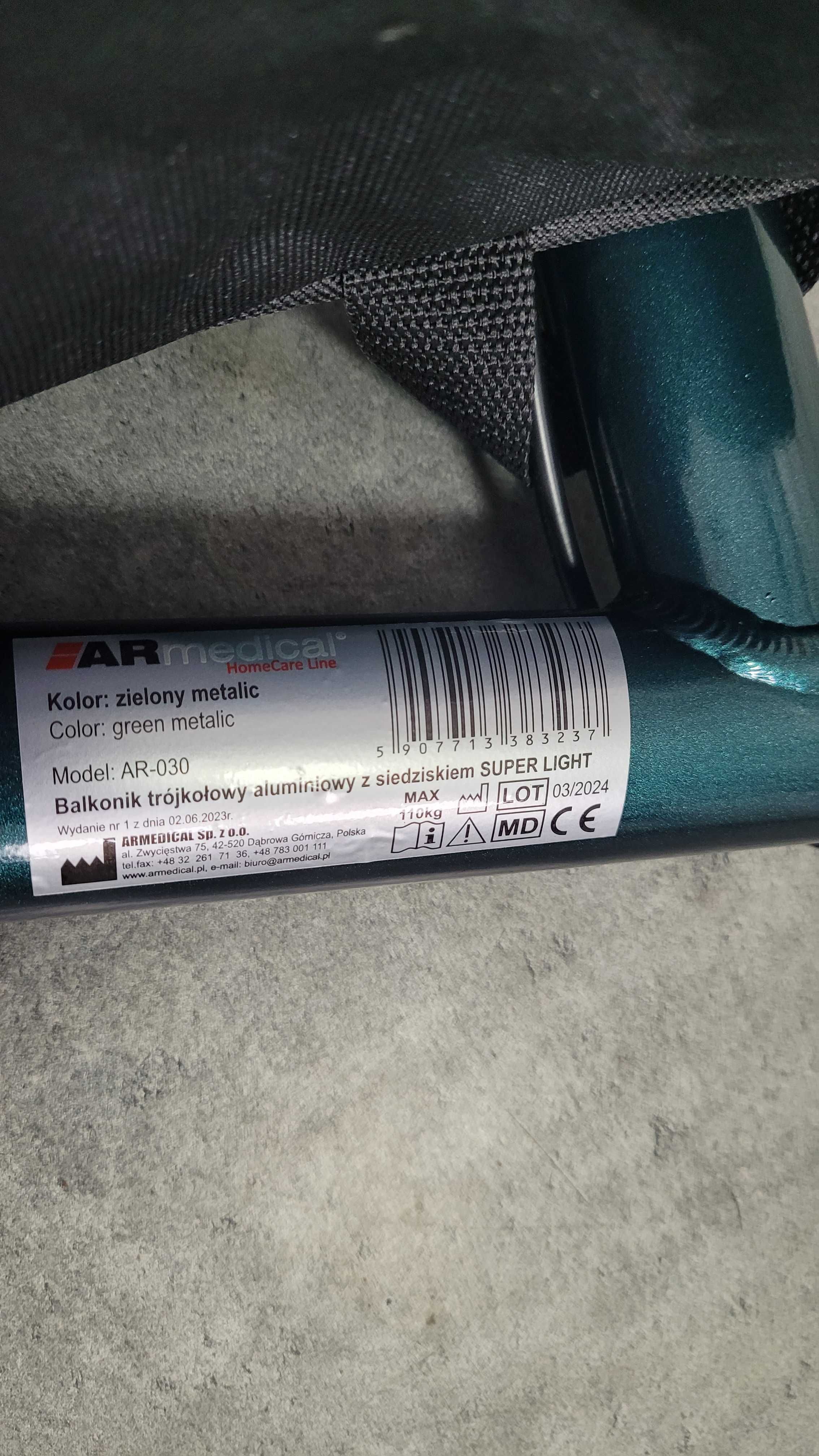 Balkonik podpórka z siedziskiem aluminiowa 4,6 kg lekki ZLECENIE NFZ