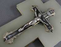 KROPIELNICA krzyż alabaster mosiądz pasyjka JEZUS 19,3 cm