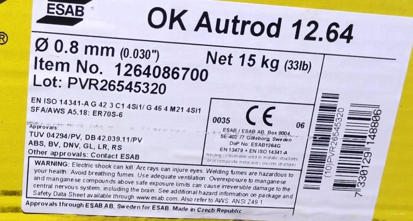 Drut 0,8 migomat,MIGMAG.OK AUTROT 12.64