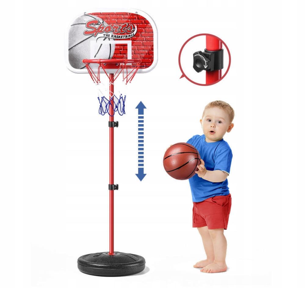 Zestaw do Koszykówki Kosz Stojący 80-145 cm Piłka Pompka Dla Dzieci