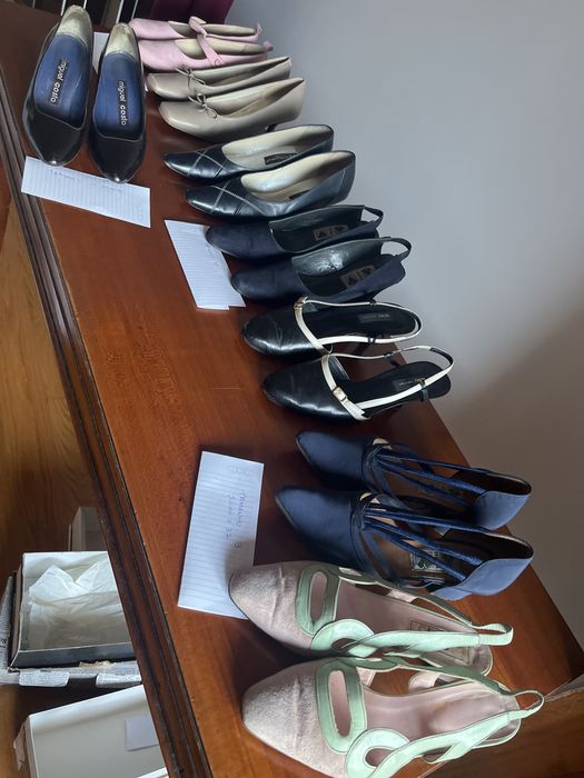 Lote de sapatos em pele/tecido/camurça