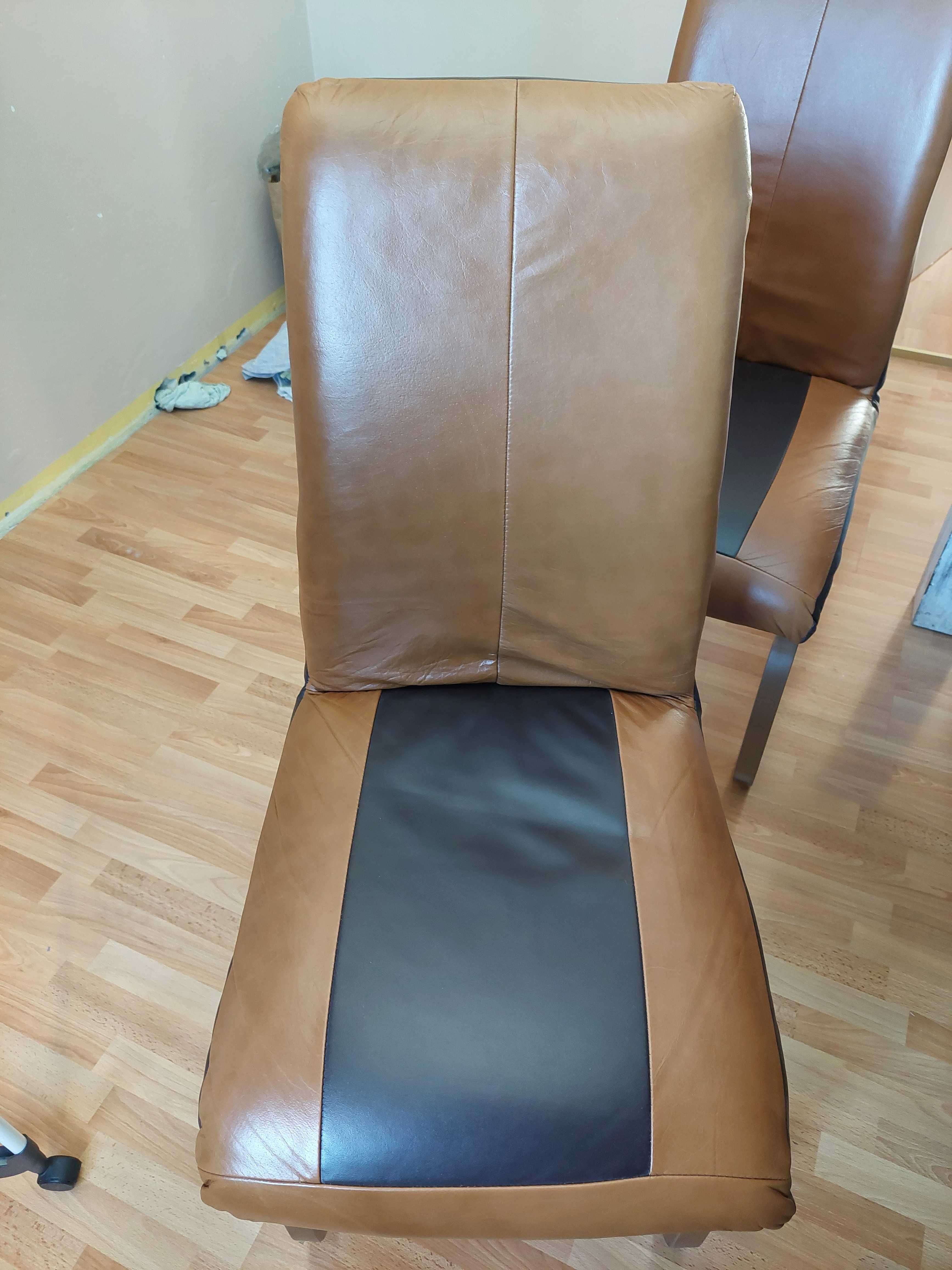 Krzesła skórzane skóra naturalna - 6 sztuk - Super stan !