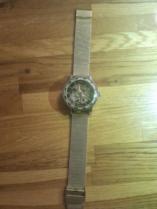 Чоловічий механічний годинник "Winner Skeleton", з  браслетом сіткой