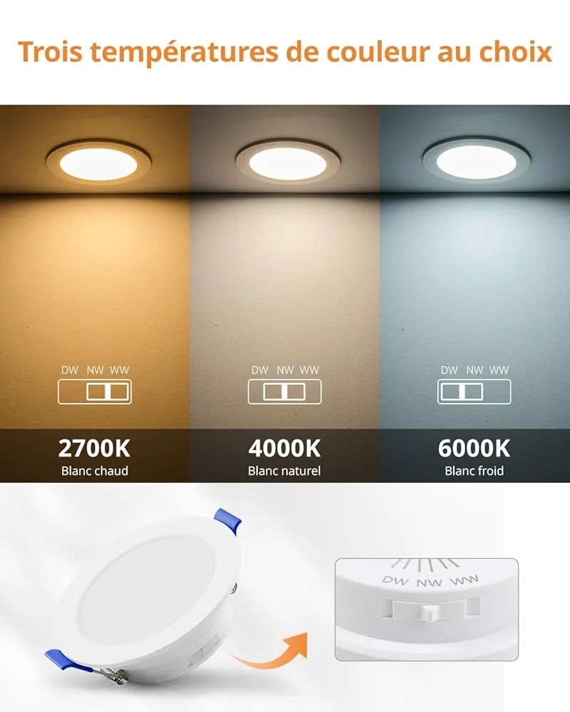 Ściemnialny Wpuszczane reflektor LED łazienkowy ultraslim 10 sztuk