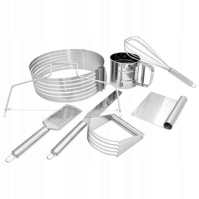 zestaw do pieczenia ciasta tortu stalowy 8el.