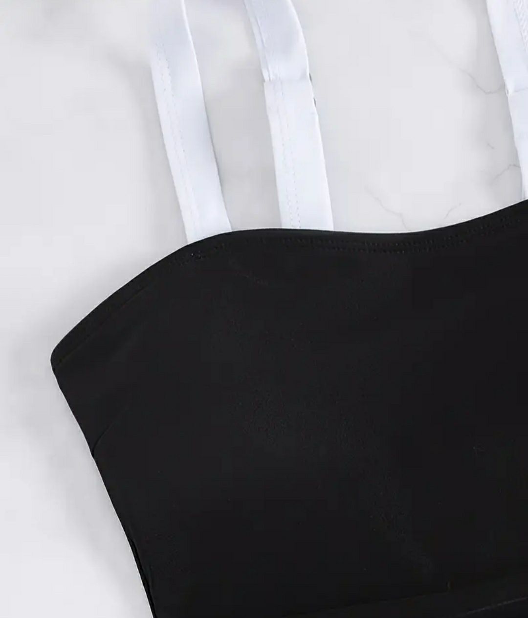 Kostium plażowy strój kąpielowy tankini 3-częściowy czarny rozmiar M