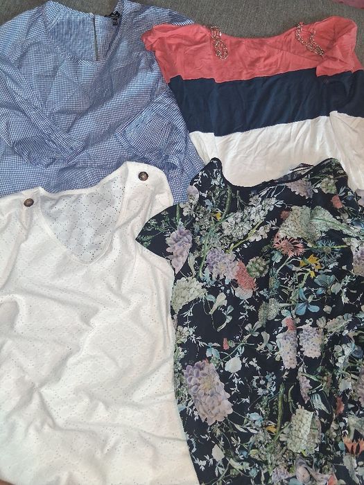 Zestaw ekskluzywnych bluzeczek letnich,spodni,kombinezonów rozm.M/L