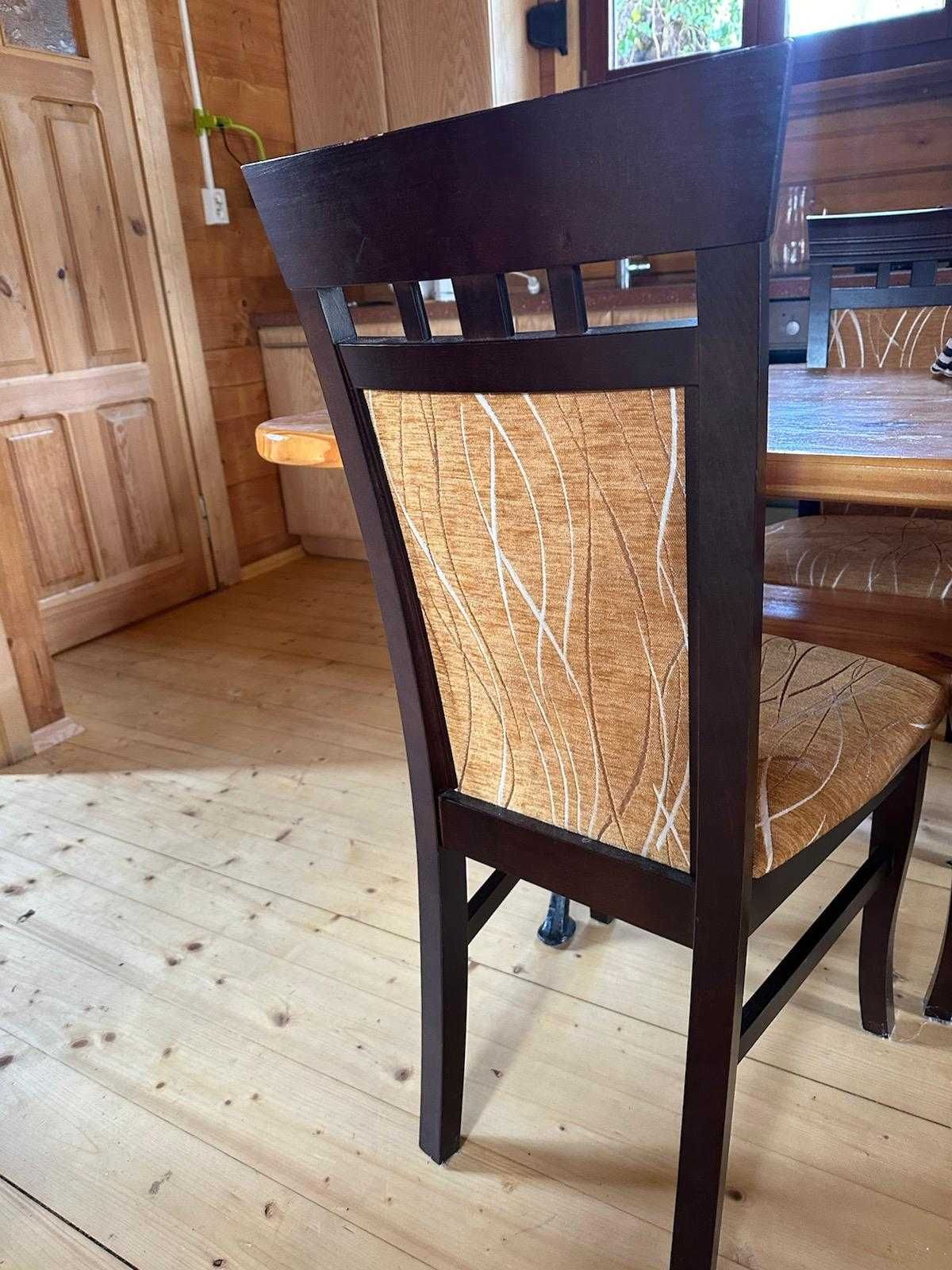 4 Krzesła kuchenne, eleganckie, tapicerowane z litego drewna