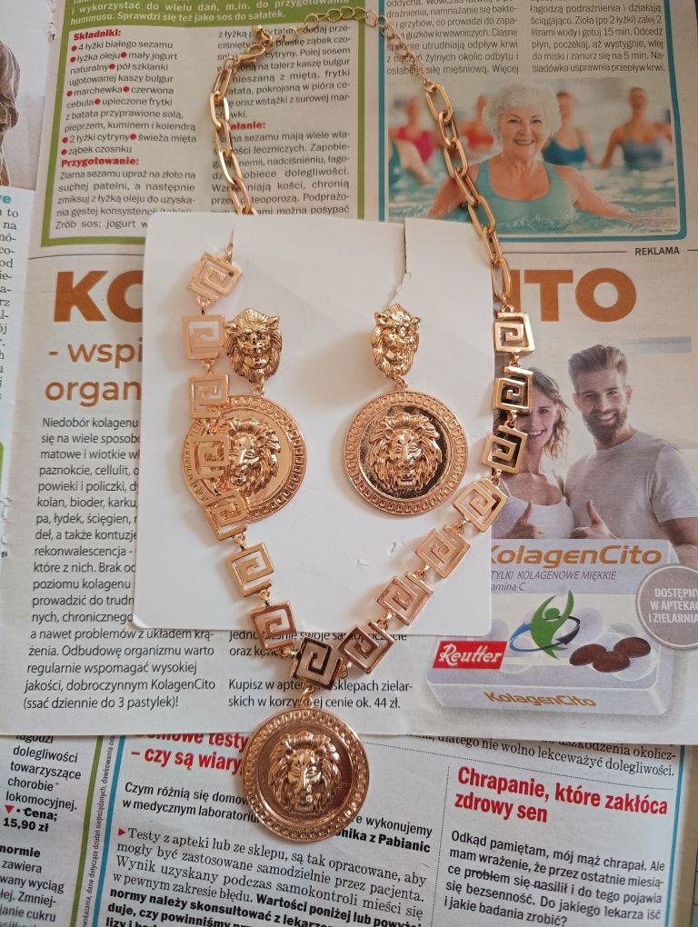 Egipski zestaw naszyjnik i para kolczyków używane