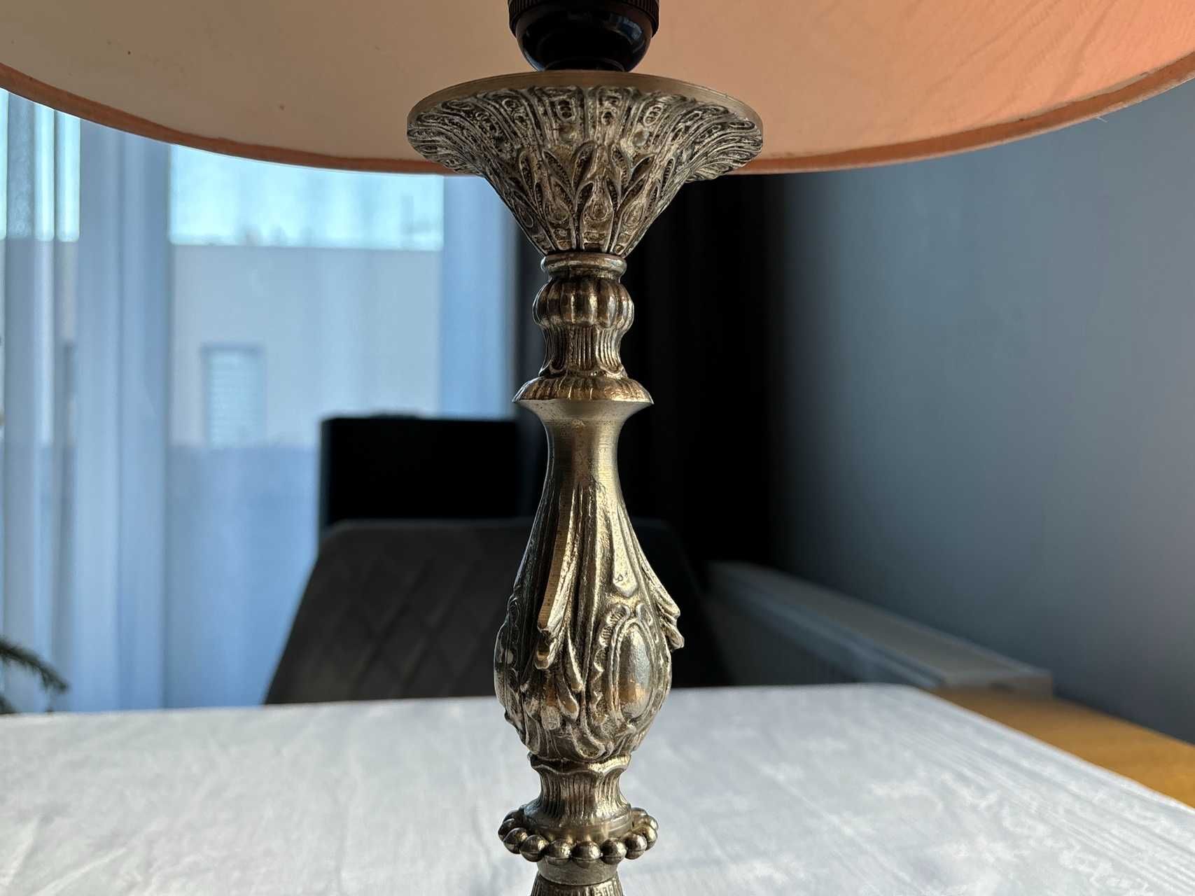 Lampa metal, lampka stołowa z abażurem nocna retro antyk vintage
