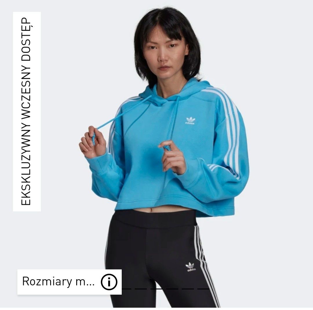 krótka bluza oversize z kapturem typu crop top  Adidas