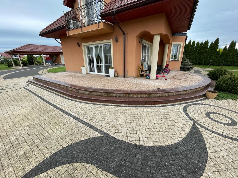 Taras stopnie schody z rozbiórki czerwony granit