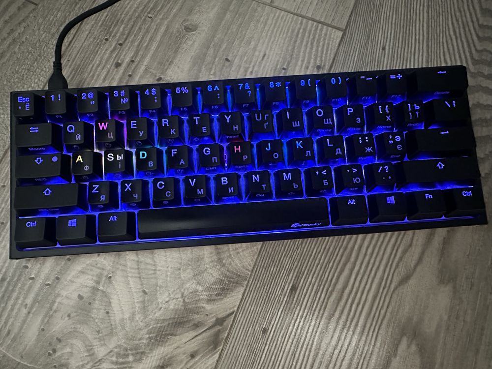 Клавиатура Ducky One 2 Mini, Cherry Blue, RGB LED, UA/RU, Black-White