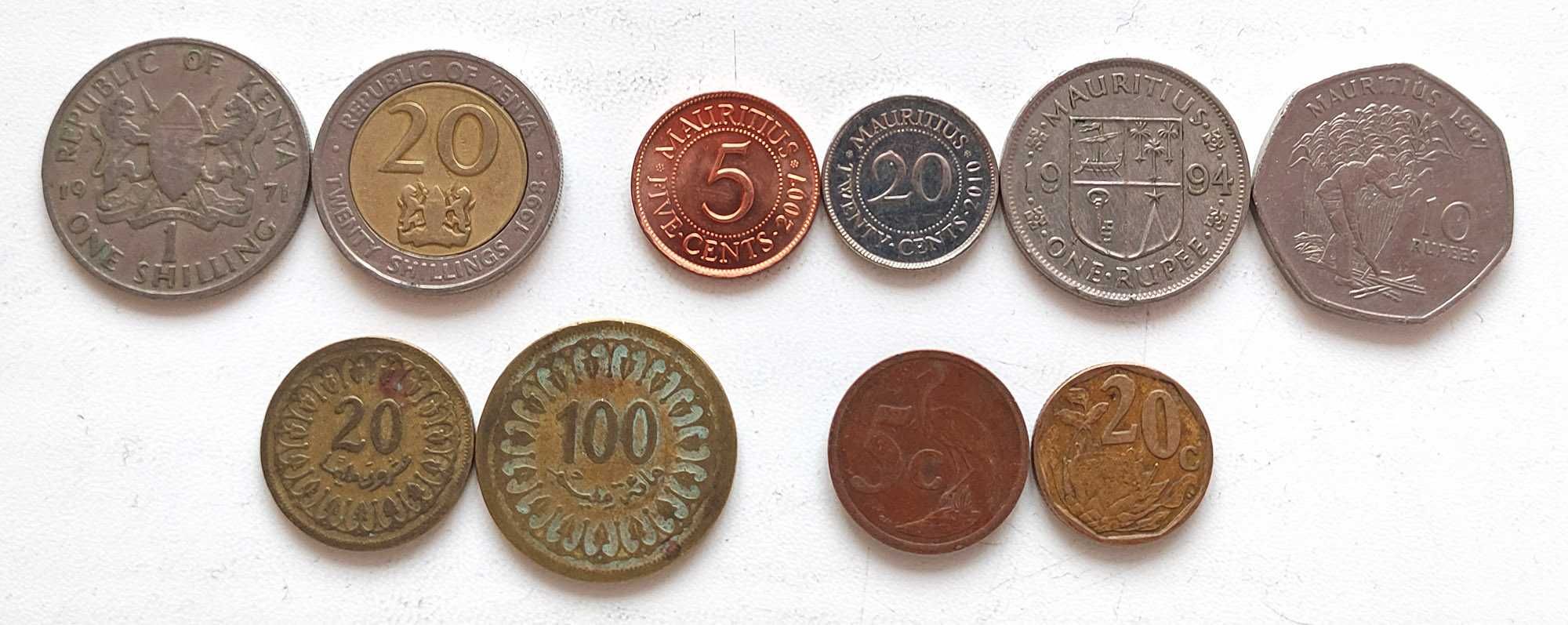 Монеты Африки №3 (Кения, Маврикий, Тунис, ЮАР), 10 шт