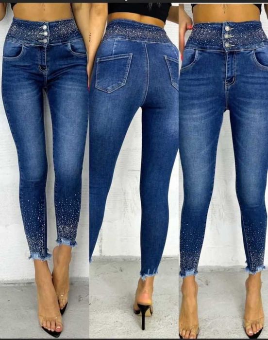 spodnie jeansowe z cekinami rurki