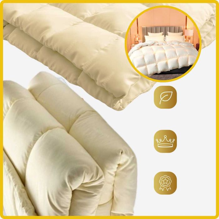 Kołdra Puchowa 200x220 CAŁOROCZNA 2,5KG KREMOWA 100% Puch i Pierze