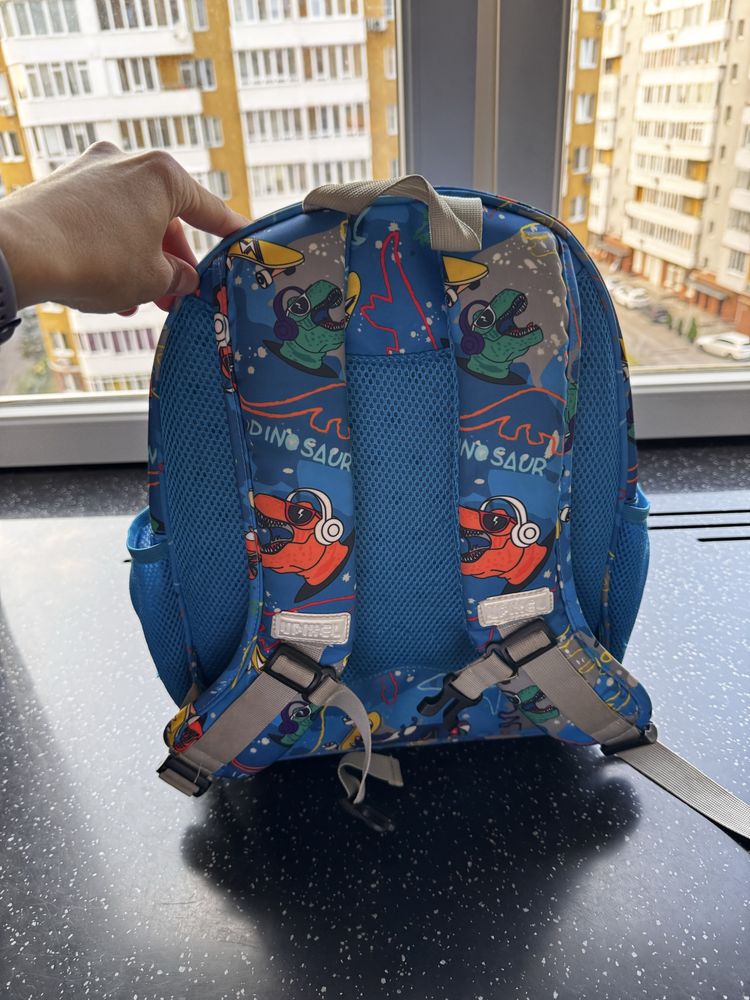 Шкільний рюкзак синій динозаври upixel futuristic kids bag dinosaur