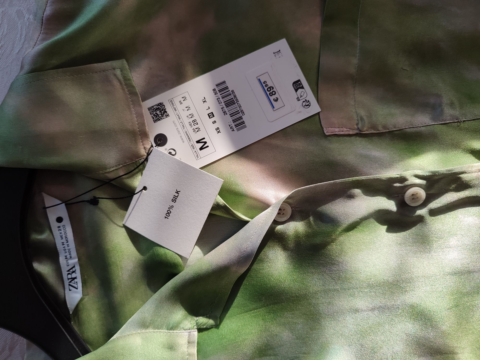 Zara Koszula damska jedwab Tie Dye r. M