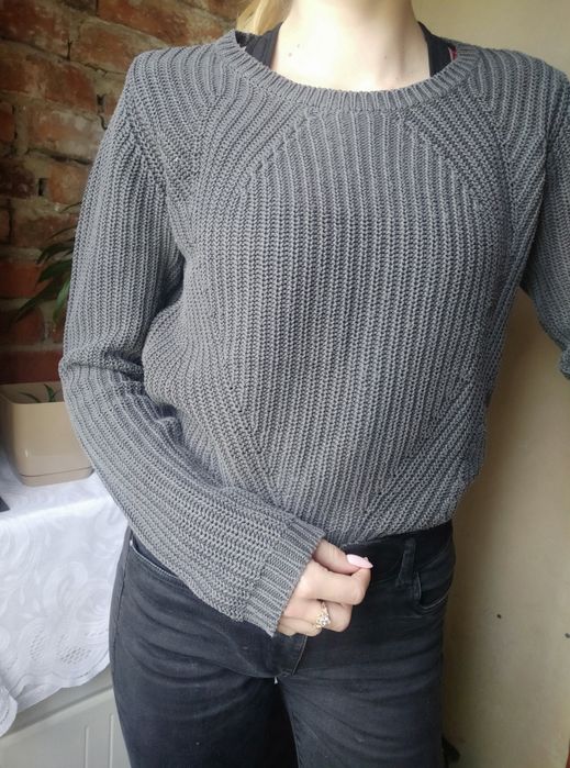 Szary sweter basic akryl bawełna XS Vero Moda