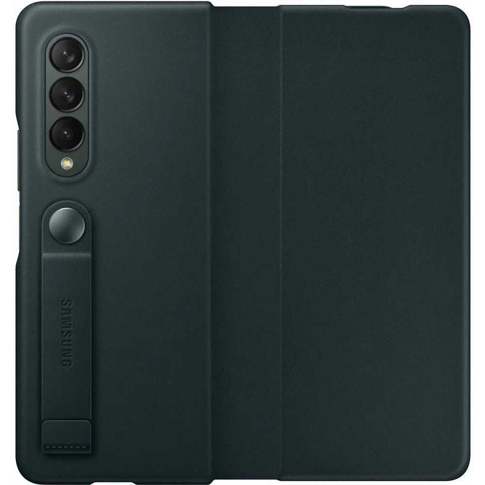 Etui z klapką Leather Flip Cover Case zielone do Samsung Z Fold3