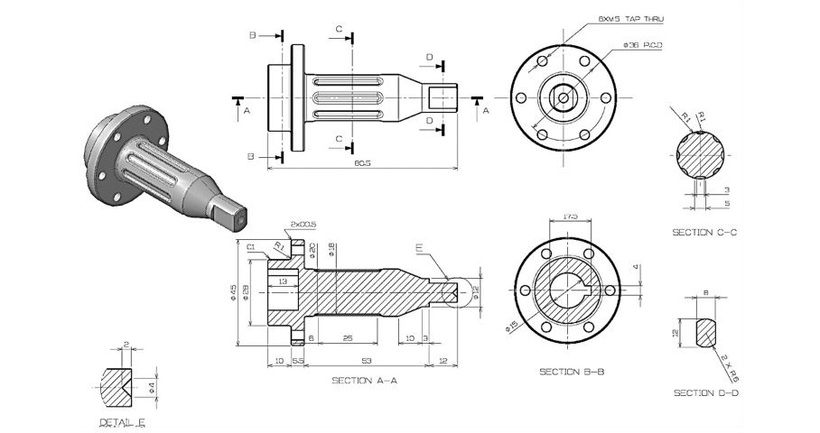 Rysunek techniczny PKM Solidworks Autocad dxf dwg projekty