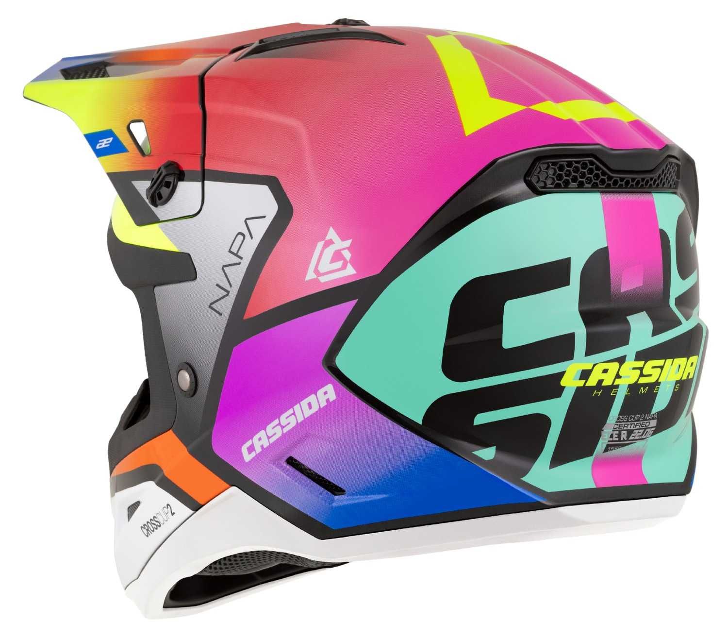 Kask Motocyklowy CASSIDA CROSS CUP2 Pod interkom XS-XXL +KOMINIARKA