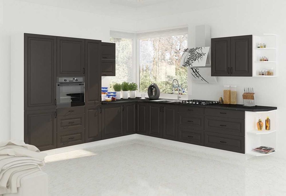 Zestaw mebli kuchennych KLEO MDF styl angielski frezowane fronty