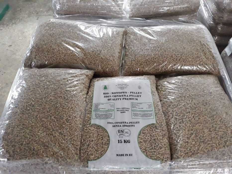 Pellet pelet certyfikat ENPlus A1, jasny, 5kWh/kg