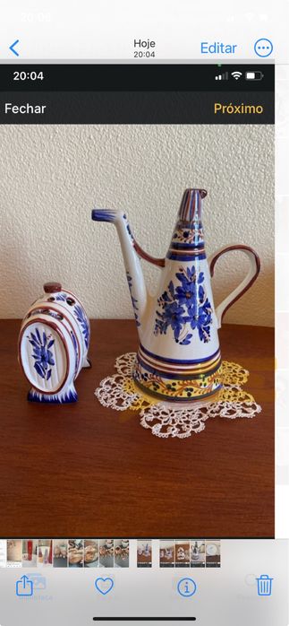 Galheteiro de azeite e paliteiro antigos