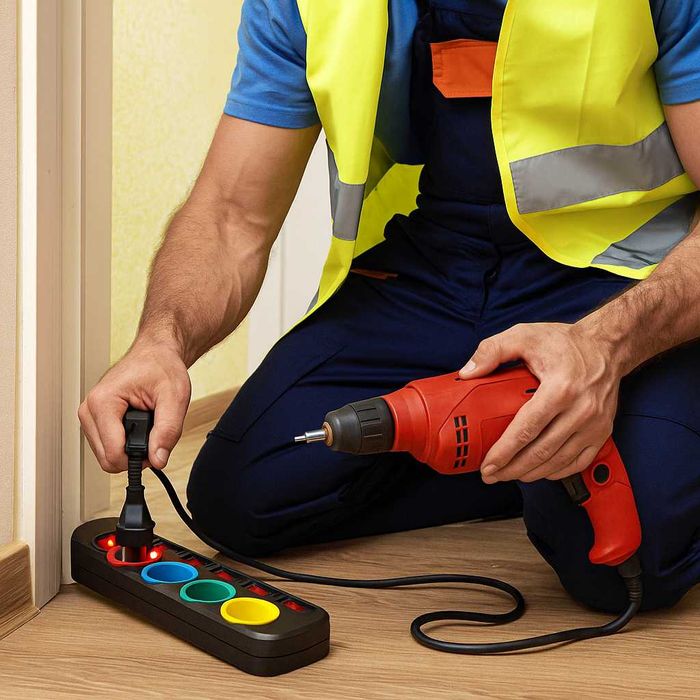 Przedłużacz elektryczny 5 gniazd z uziemieniem 2m kolorowe LED