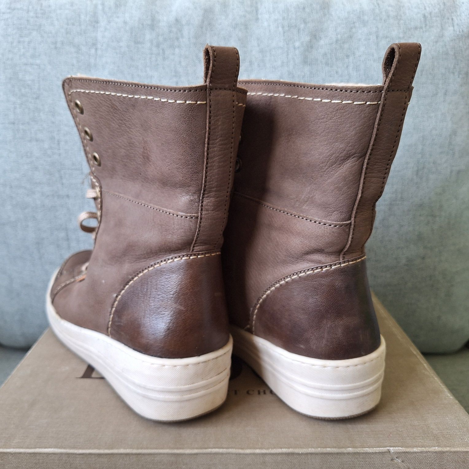 Buty wysokie wiązane Lasocki skórzane 37