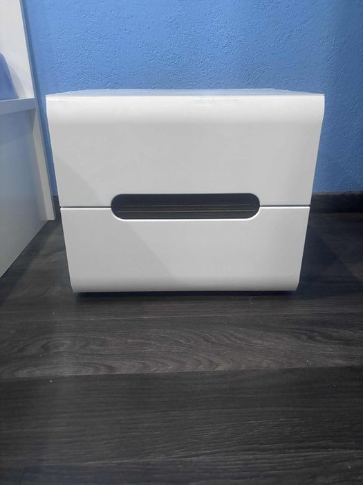 Szafka nocna Azteca Trio 50 cm z 2 szufladami - biały połysk.