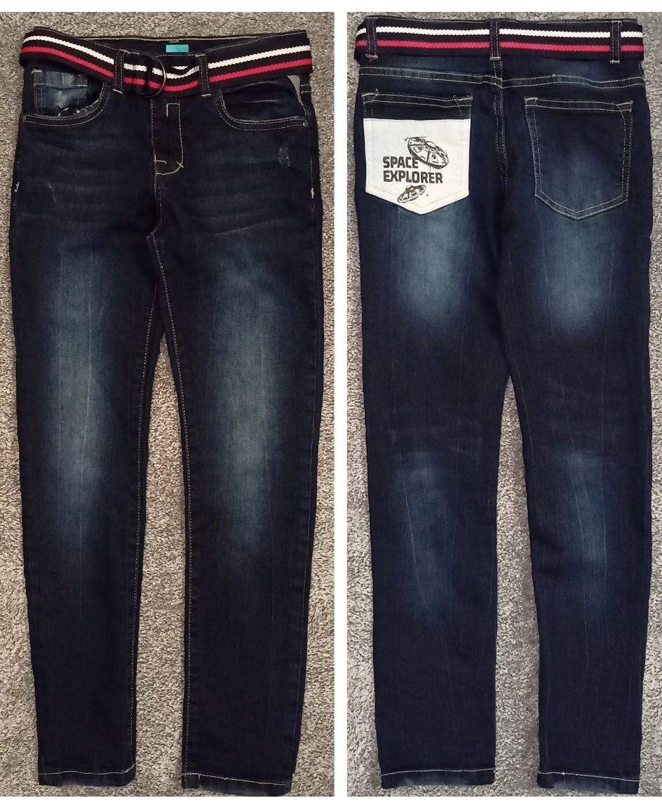 Spodnie chłopięce jeansowe z paskiem 134 / 8 9 lat