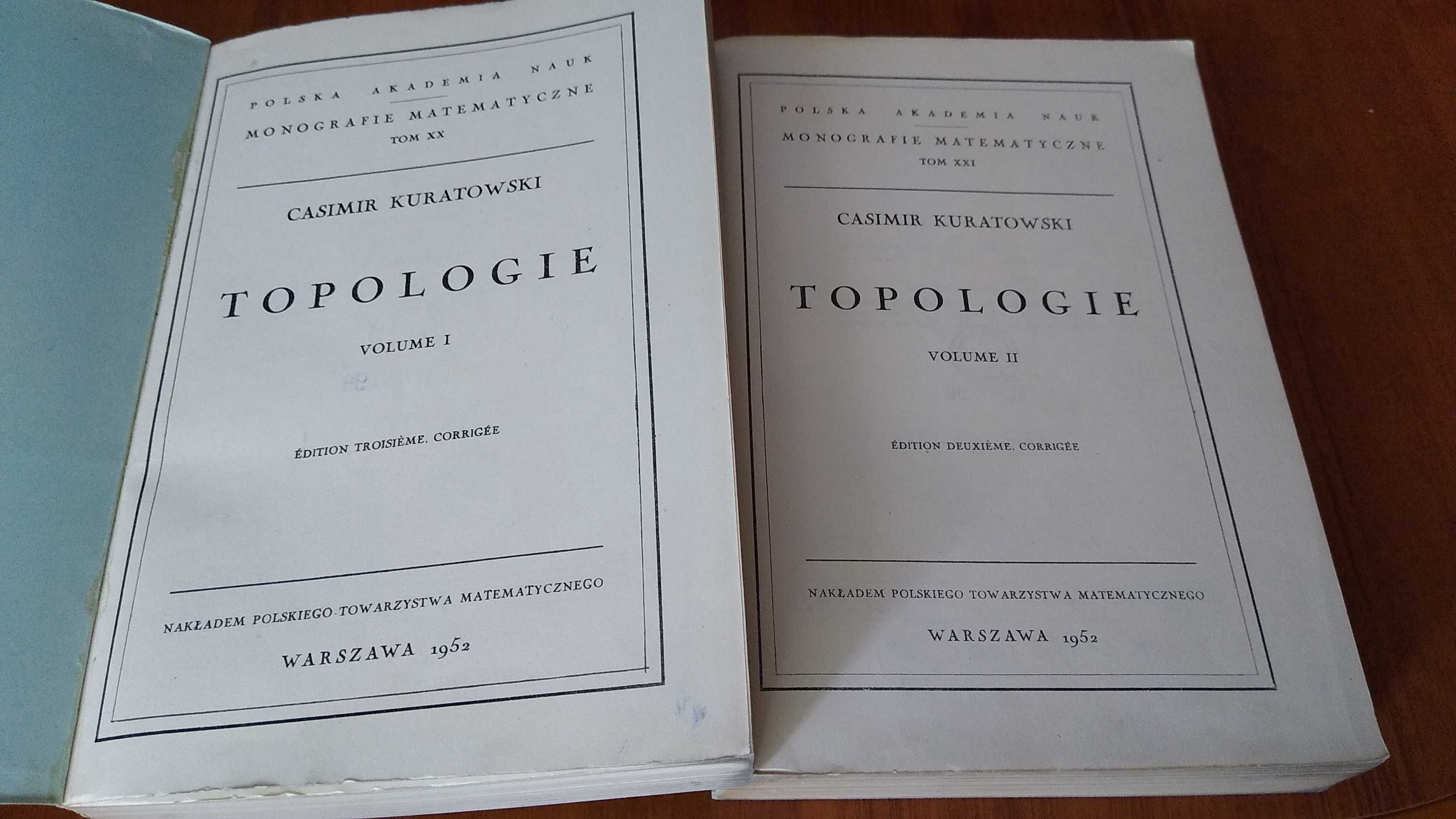 Topologie Vol 1-2 Casimir Kuratowski  Monografie Matematyczne t 20-21
