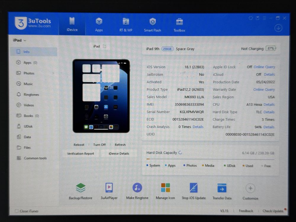 iPad 9. gen. (A2603) - 256GB - Cellular (LTE) - faktura VAT 23%