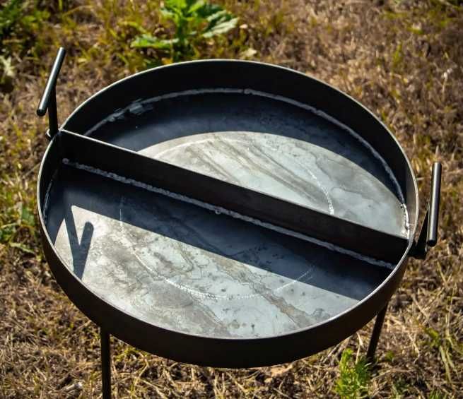 Сковорода двосекційна. Кругла сковорідка для природи, пікнкіку. 50 см