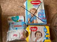 Новые подгузники трусики 4 5 салфетки Pampers Huggies