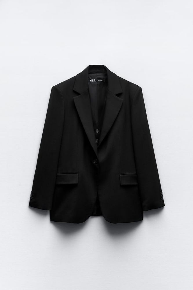 Чорний піджак із вовною та внутрішнім жилетом Zara (9260/296) розмір М