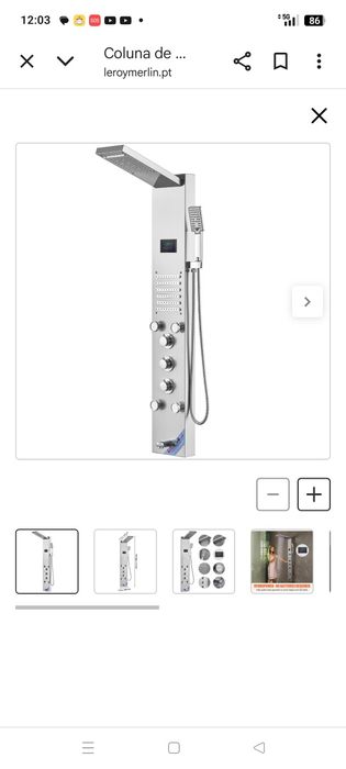 Coluna de duche com idromassagem