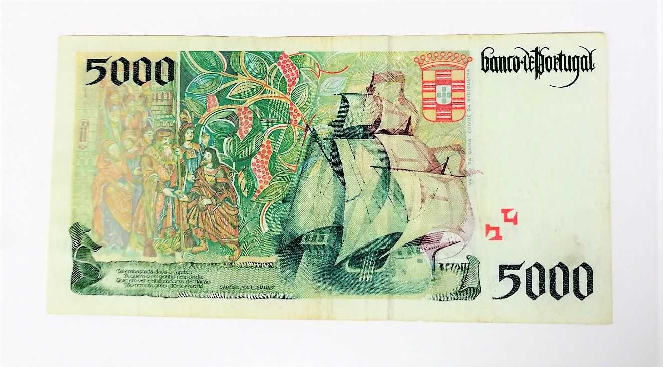 Nota de 5000 escudos, 5000$, Vasco da Gama, 1995