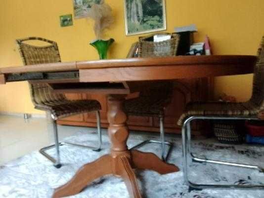 Okrągły stół dębowy, rozkładany