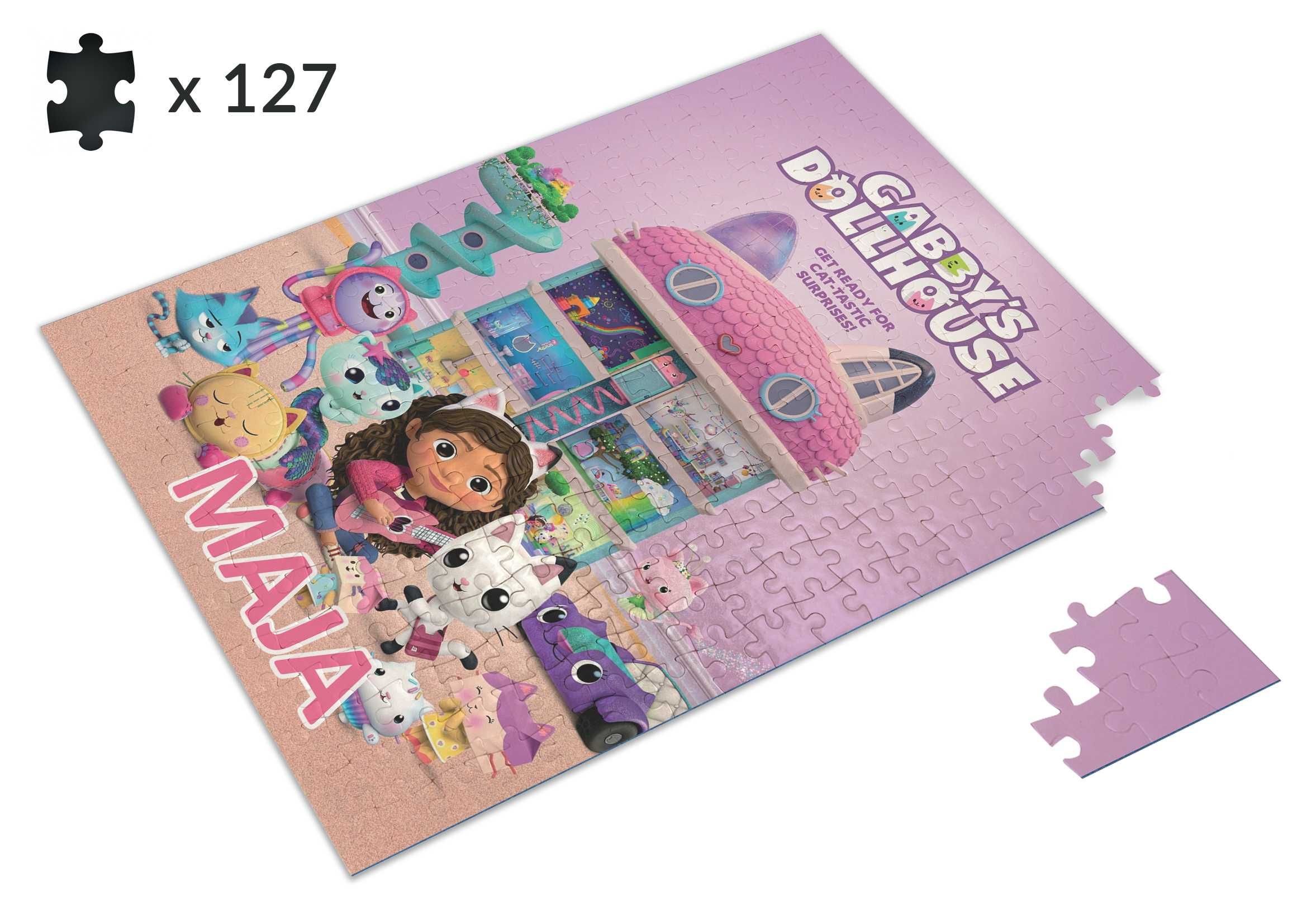 Puzzle DLA FANA KOCI DOMEK GABI + IMIĘ Dziecka 127 el.