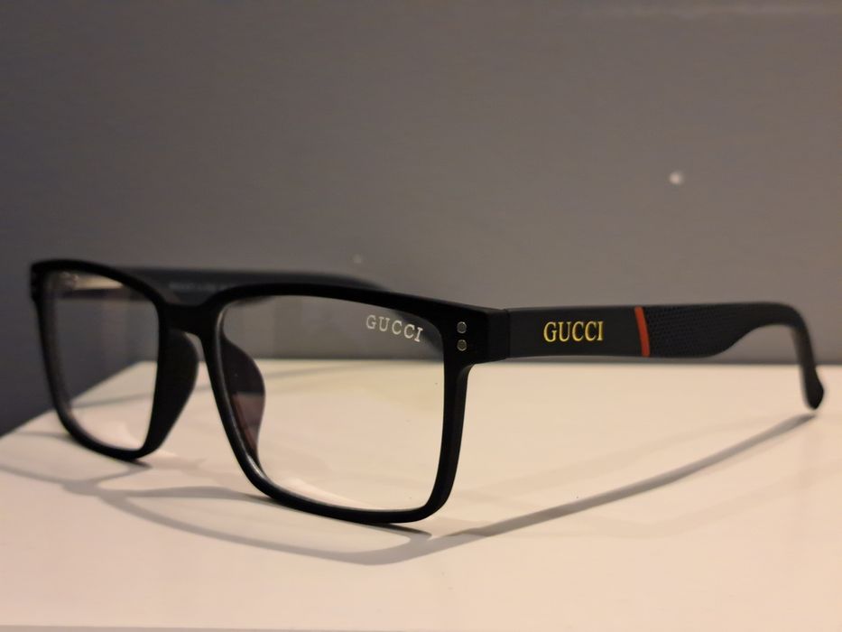 GUCCI męskie nowe okulary zerówki oprawki czarne logo