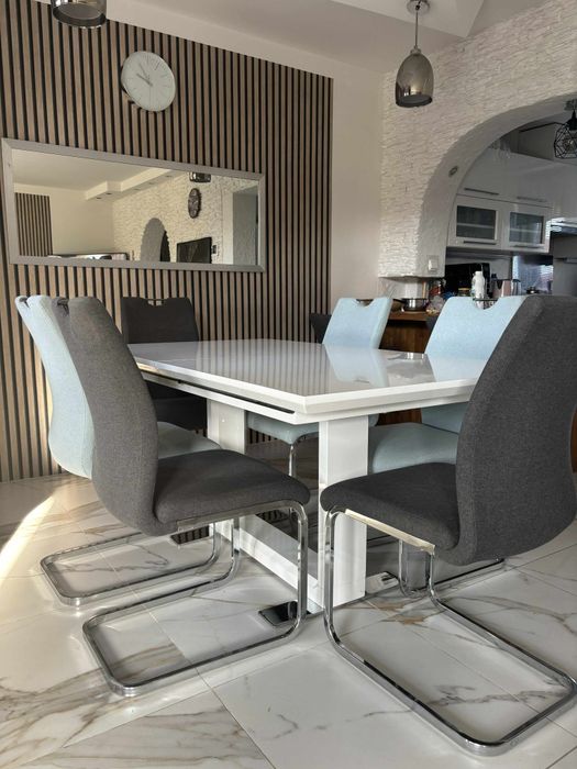 Stół biały laminowany do jadalni, salonu, kuchni