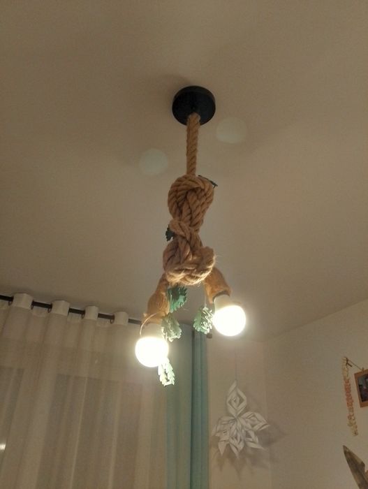 Lampa sufitowa na linie jutowej loft