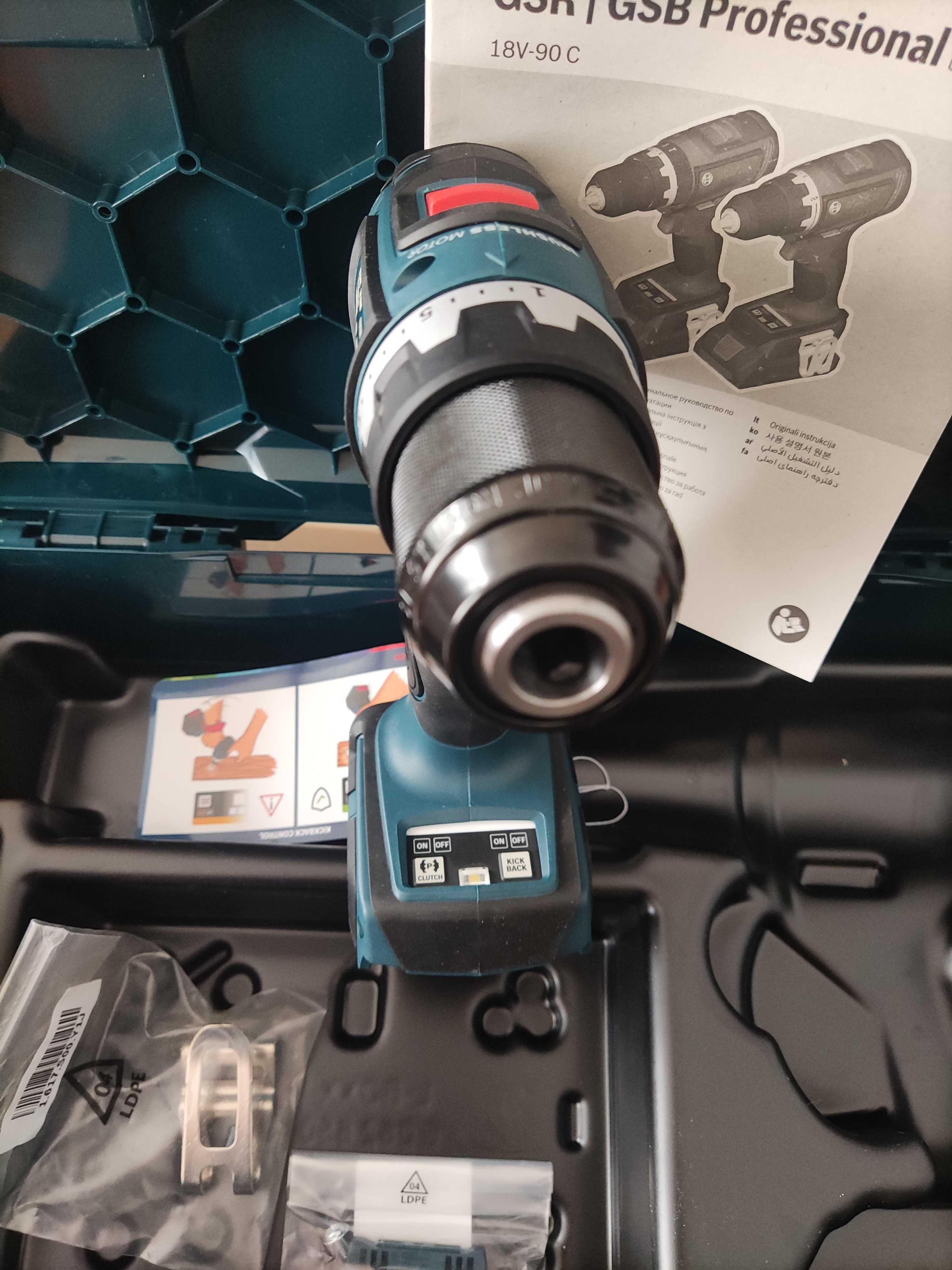 Wkrętarka Bosch GSR 18V-90C+2 aku 5.0Ah+ład+wal L-BOXX 136