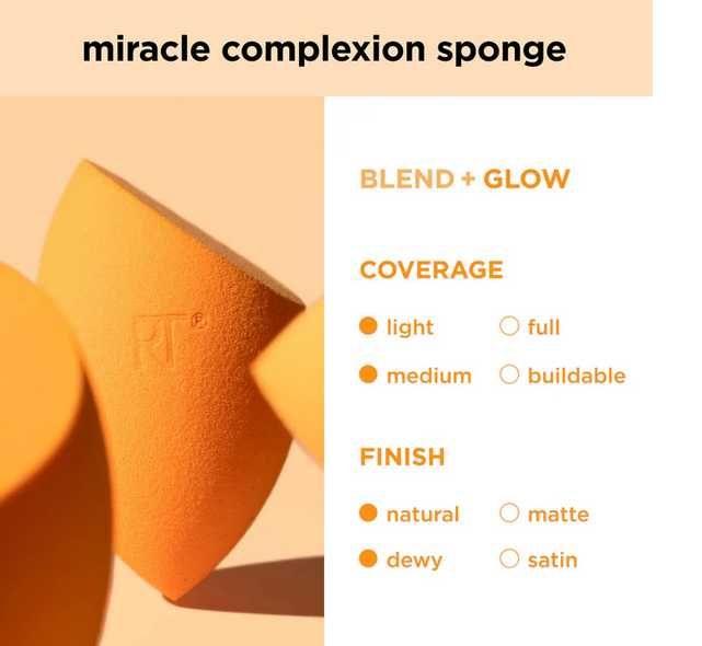 Esponja de maquilhagem base + caixa Real Techniques Miracle Complexion