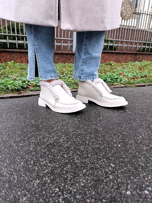 Зимові жіночі шкіряні чоботи лофери з утепленням