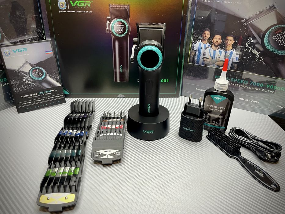 Акумуляторна Машинка VGR V-001,10 насадок,9000 RPM,AKБ 4600 mAh,LED